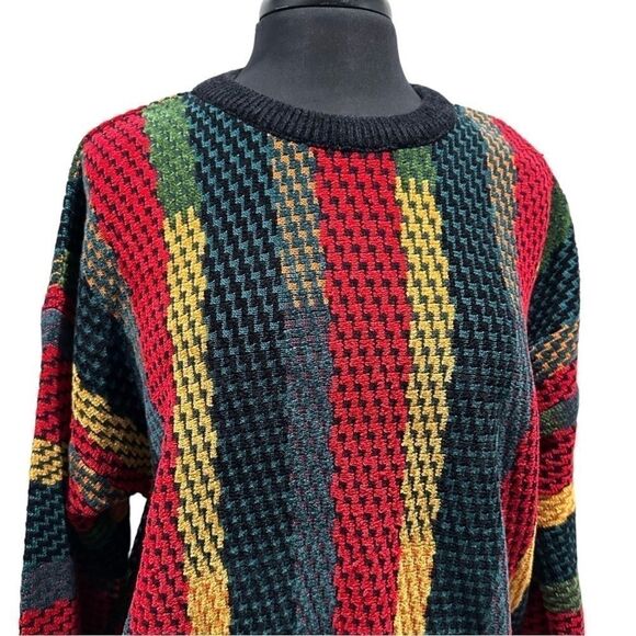 Vintage Tundra Canada Coogi Style 3D Knit Sweater Multicolor Cosby 90s Large - Picture 2 of 15